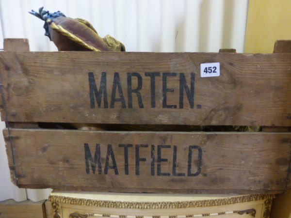 Fruitwood hand carved wooden bowl,  driftwood lizard and a wooden crate marked 'Martin Matfield' - Image 6 of 6