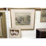 Framed & glazed watercolour of a Dales landscape by Rev Arthur Bateman together with an Italian