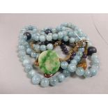 Chinese blue stone long necklaces