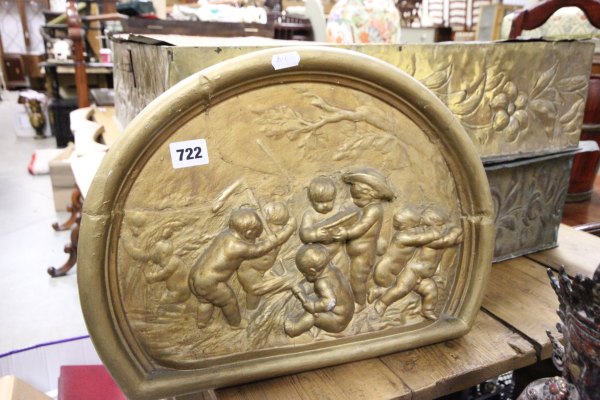 18th/19th C Gilded plaster relief plaque with a classical scene with putti