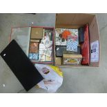 Mixed lot comprising of various old playing card games, old games including Halma, together with tea