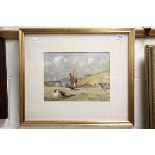 Gilt framed 19th C watercolour Marine scape