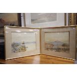 Two watercolours framed & glazed with verso labels (1932) one indistinctly signed