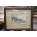 RG Talbot watercolour Italian coastal village scene with figures