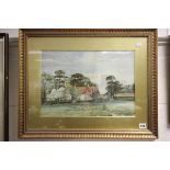 Gilt Framed and Glazed Watercolour of Cottage in a Country Landscape