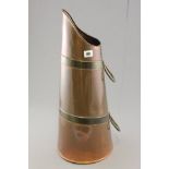 Vintage Copper & Brass Conical Coal bucket