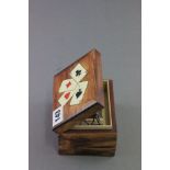 Wooden Playing Card Box with Playing Card Design to lid