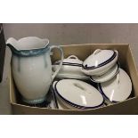 Three boxes of mixed ceramics including Bristol dinnerware wash jug, leaf plates, pair of Oriental