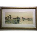 Watercolour by F G Fraser 'Late Evening Brayon-Thames'