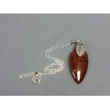 Silver & Amber pendant necklace