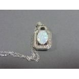 Silver CZ & Opalite pendant necklace