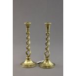 Pair of Brass Candlesticks with Twisted Stems