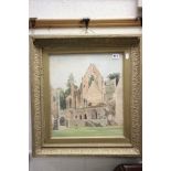 Gilt framed watercolour 'Abbey Ruins' by Cecil Ross Wheatley