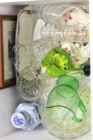 Mixed lot of ceramic & glass including retro rye pottery dish, limogue butterfly dish plus a pair of