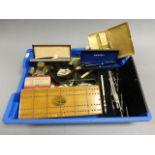 Box of mixed collectable's including Mauchlinware, cribbage box, spectacles, glass slides etc