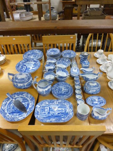 Large group of Copeland Spode Italian teaware, various ages including teapot, jug, bowl, cups and