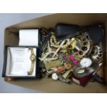 Large quantity of wristwatches and costume jewellery