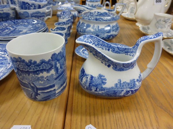 Large group of Copeland Spode Italian teaware, various ages including teapot, jug, bowl, cups and - Image 3 of 7