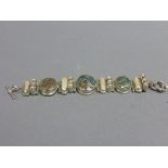 Ladies mother of pearl & pearl silver bracelet