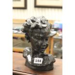 Bronzed R Moll bust of a young girl no 148/150