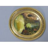 Oil on copper miniature, gilded metal frame, glazed - signed