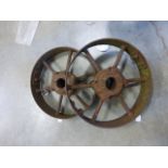 Two Old Six Spoke Iron Wheels