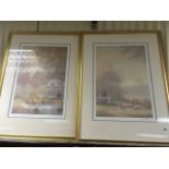Pair of Large Framed and Glazed Limited Edition Signed S Morue Prints of Picnic Scenes, no 14/500