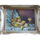 Ornate Framed Oil on Canvas of Still Life signed Arthur Fidler