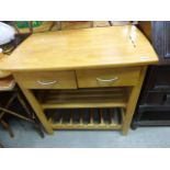 Beechwood Kitchen Unit with Two Drawers above two pot shelves