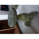 Reconstituted Stone Bird Bath and a Figure
