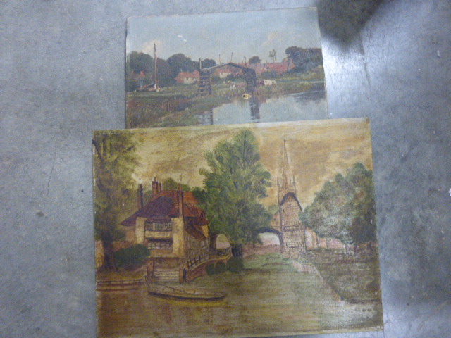 Two Diana Jones Oil on Boards, Map of Wiltshire and Four Other Pictures - Image 2 of 6