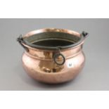 Vintage Copper Cauldron with Iron Handle