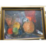 Still life painting on board signed Daphne E Mannings circa 1940's