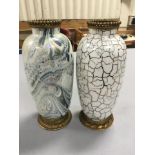 Pair of 19th century Continental Porcelain Vases with Gilt Metal Bases