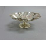 Silver pierced footed dish with pierced decoration