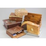 Two Playing Card Boxes, Stationery Rack, Four Wooden Boxes and another Box