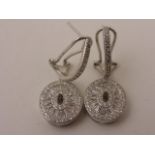 Pair of silver and CZ drop earrings