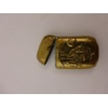 Gilt Metal Vesta Case with Chinese Relief Scene