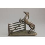 Cast Bronze? Figure of a Rearing Horse by a Gate