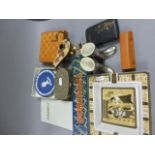 Mixed Lot comprising Two Riding Boot Stirrup Cups, Dominoes, Scrabble, Chess Set, Ceramics, etc