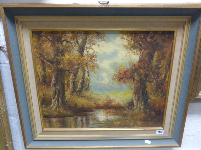 Oil on canvas of an autumn landscape signed Pine?