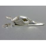 Novelty silver plated duck head clip with glass eyes