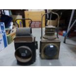 Two Railway Signal Lamps, one marked BR