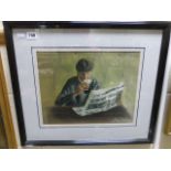 Framed and Glazed Oil Painting of a Man reading a Newspaper signed C Calder