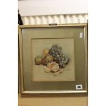 Framed and Glazed Still Life of Fruits Watercolour initialled G.M.H. 1912