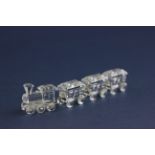 Boxed Swarovski Silver Crystal Mini Train Set with Locomotive and Three Carriages, 7471 400 000 with