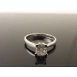 18ct w/g diamond solitaire ring exact weight 80 points