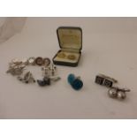 Two Pair of Gents Silver Cufflinks plus Nine Other Pairs of Cufflinks