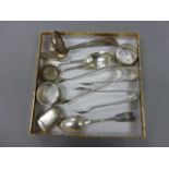 Silver Plated Vesta Case, Three Sets of Sugar Tongs and other Cutlery