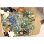 Mixed Lot of 19th century Glass and Stoneware Bottles including Codds, Ginger Beer, etc